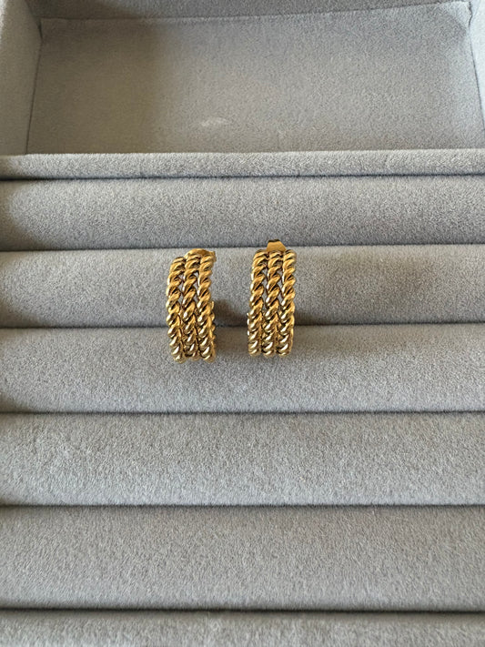 Huggies earrings with stainless steel beads