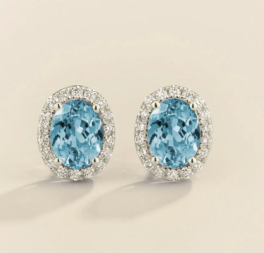 Aquamarine diamond earring