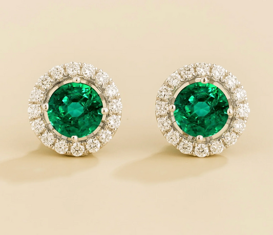 Emerald diamond earring